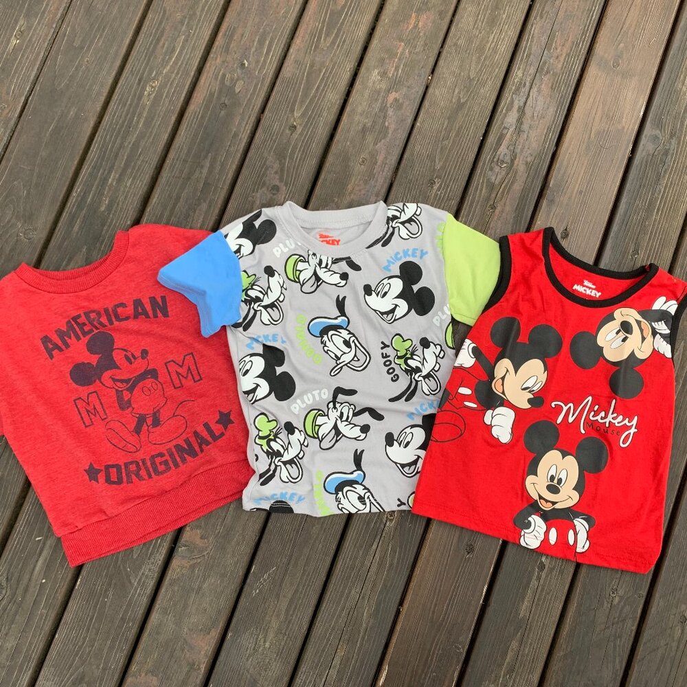 Set of 3 Disney Junior size 2T Shirts with Mickey Mouse